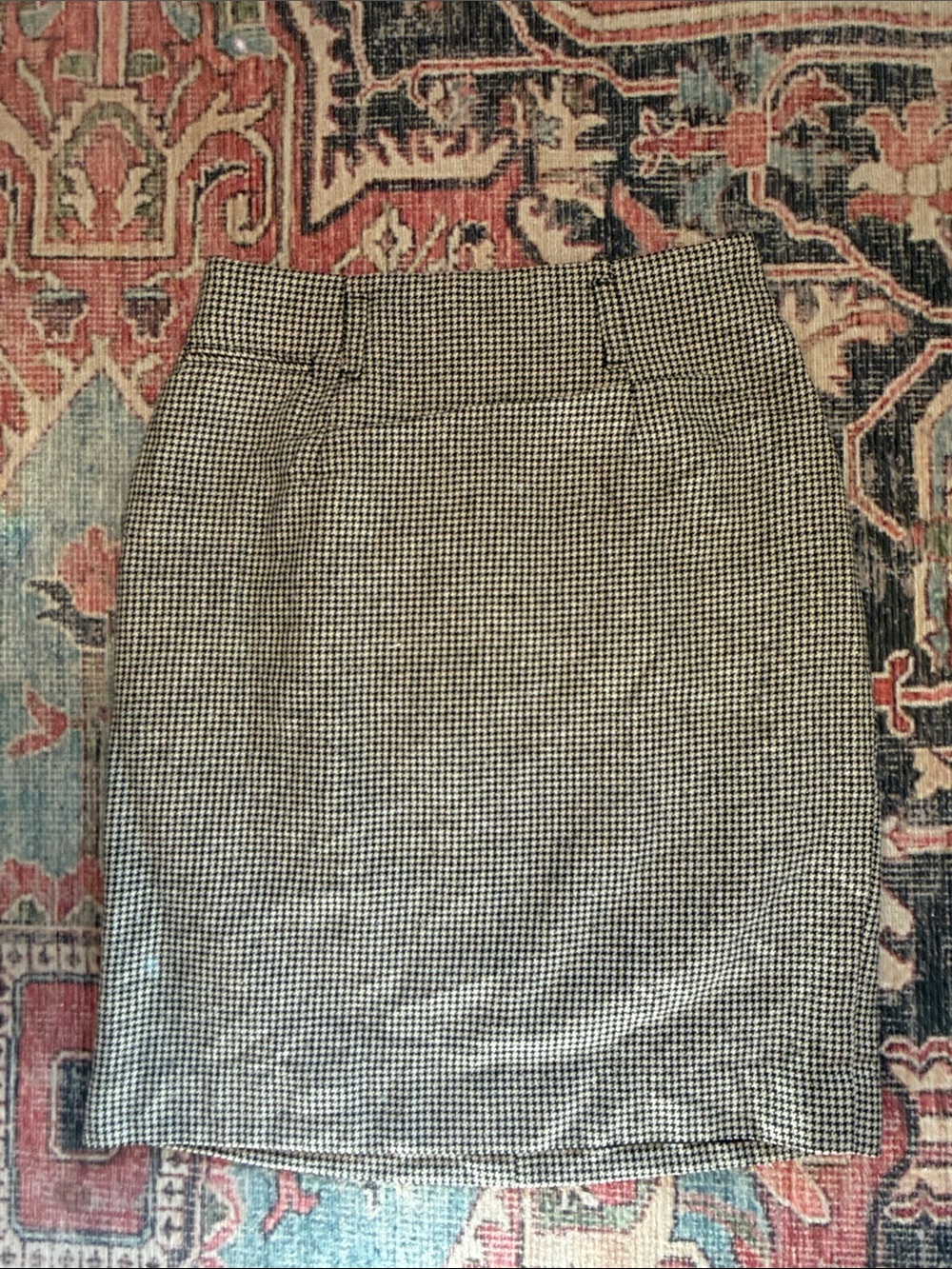 Vintage Breeches 1990s Houndstooth Black and White Pencil Skirt